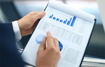 Stock market graphs monitoring management accounts